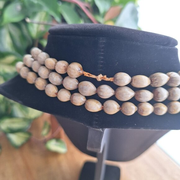 Vintage Multi Strand Tagua Nut Bead Necklace Natural Long 80 Inch - Picture 7 of 8